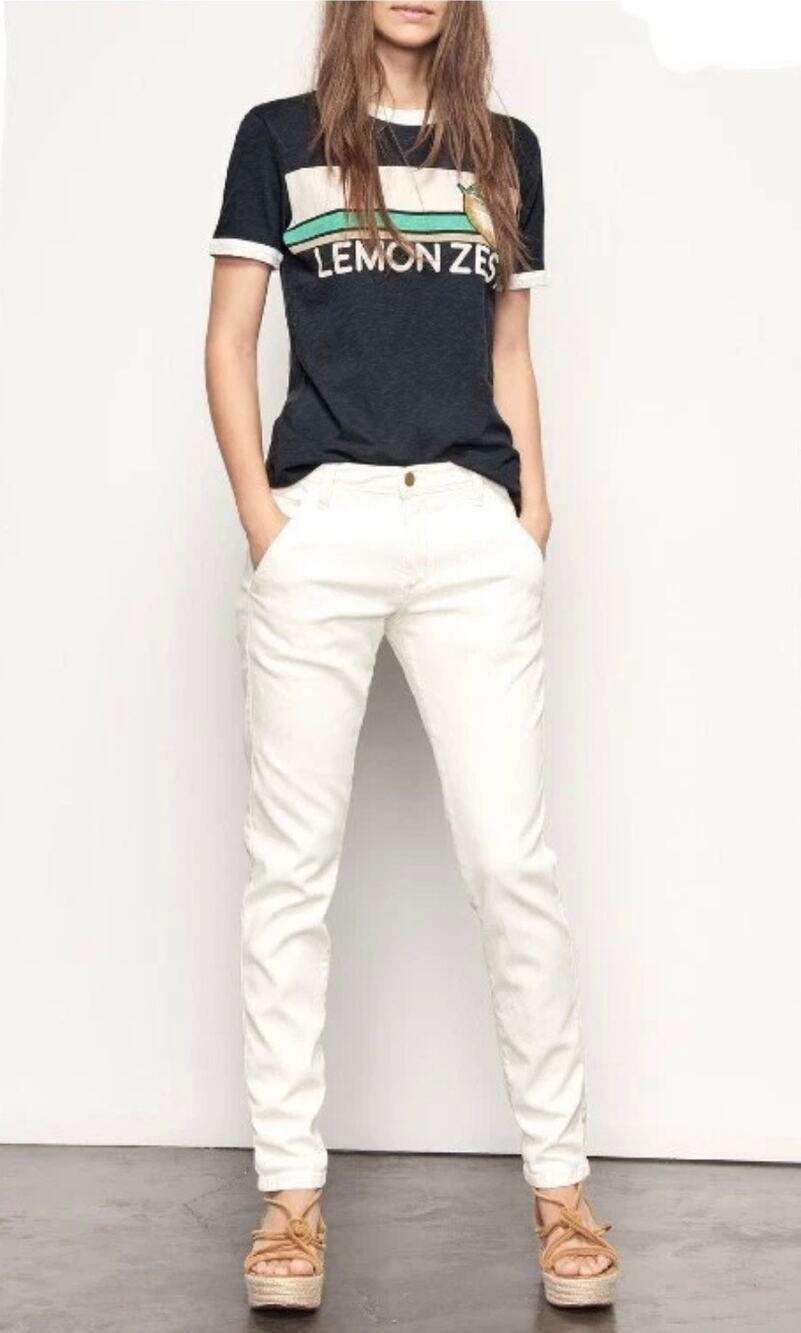 BA&SH Ecru Cream White Skinny Chiapas Lady Pants Size US 10